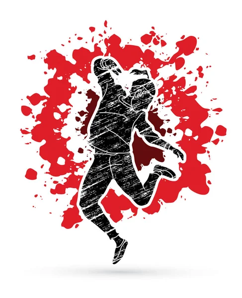 Street dance, B boys dance, Hip Hop Dancing action designed on splatter ink background graphic vector