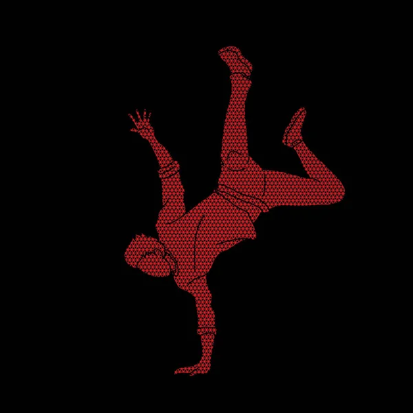 Street dance, B boys dance, Hip Hop Dancing action designed using geometric pattern graphic vector