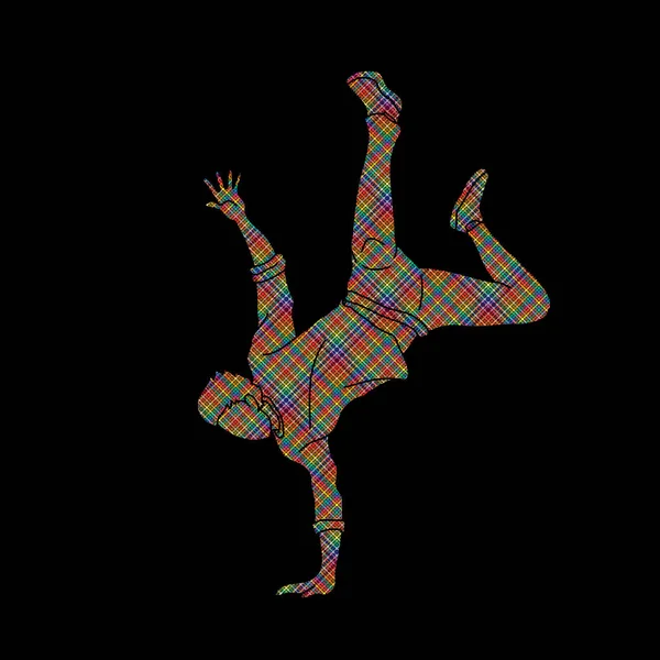 Street dance, B boys dance, Hip Hop Dancing action designed using colorful pixels graphic vector