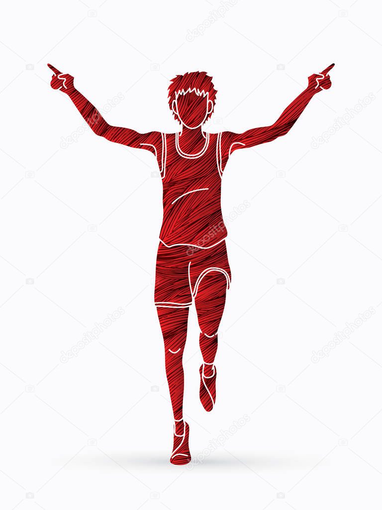 Athlete runner, A man runner running ,The winner designed using grunge brush graphic vector