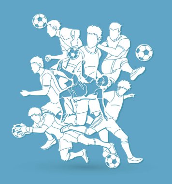 Futbol oyuncu takım kompozisyon grafik vektör.