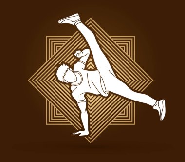 Sokak dansı, B çocuklar dans, Hip Hop dans eylem satırı kare arka plan grafik vektör tasarlanmış