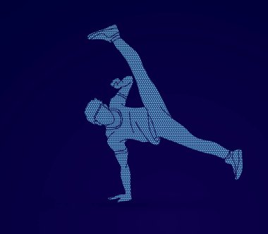 Sokak dansı, B çocuklar dans, Hip Hop dans eylem geometrik desen grafik vektör kullanılarak tasarlanmış