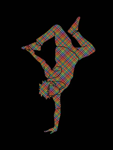 Street dance, B boys dance, Hip Hop Dancing action designed using colorful pixels graphic vector