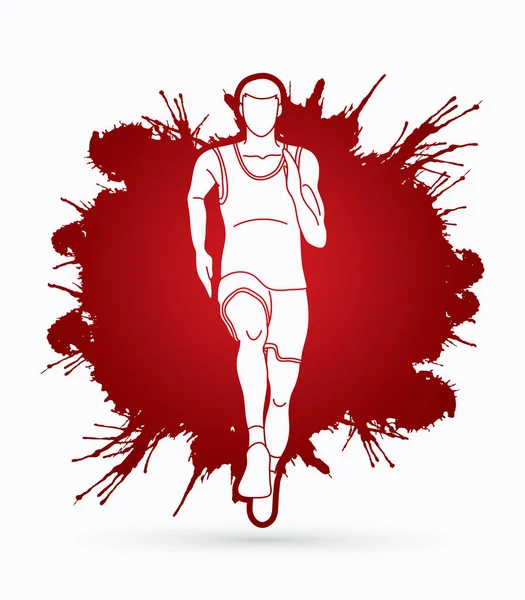 Atlet Běžec Muž Běžec Běží Pohled Zepředu Určené Grafický Vektorový — Stockový vektor