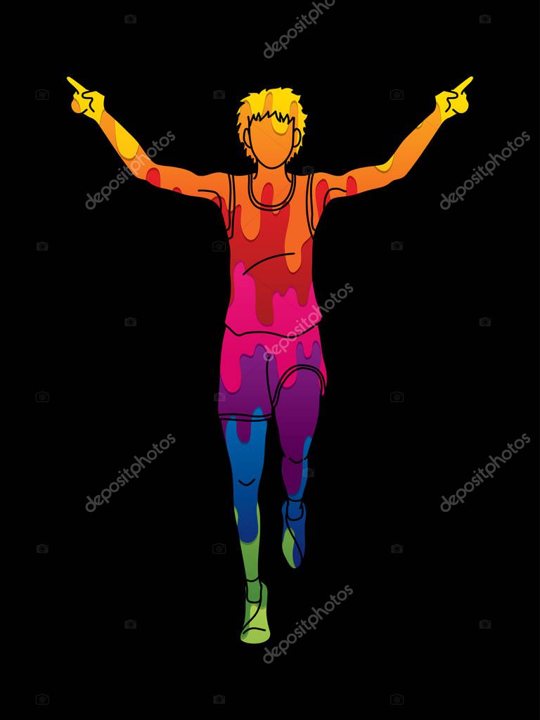Athlete runner, A man runner running ,The winner designed using colorful graphic vector