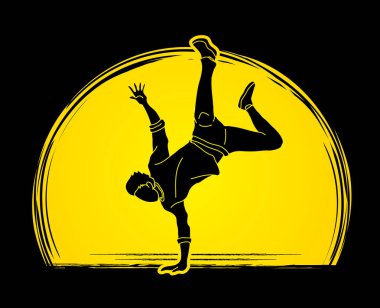 Dansçı, Hip hop, Street Dance, B çocuk dans eylem Mehtap arka plan grafik vektör tasarlanmış.