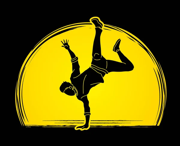 Bailarina Hip Hop Street Dance Boy Dance Acción Diseñada Sobre — Archivo Imágenes Vectoriales