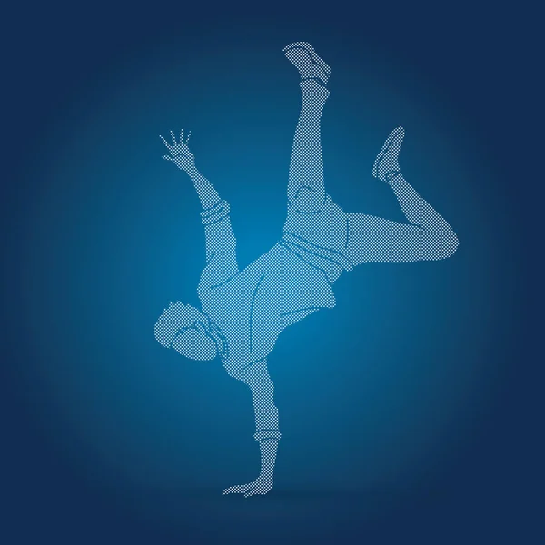 Dancer, Hip hop, Street Dance, B Boy  Dance action designed using dots pixels graphic vector.