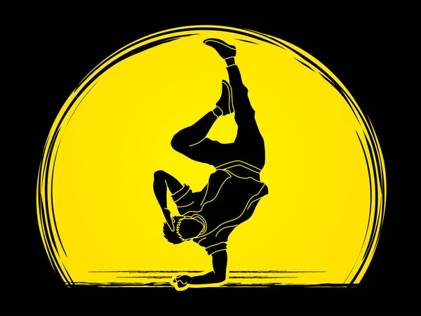 Danse Hip Hop Street Dance Boy Danse Action Conçue Sur — Image vectorielle