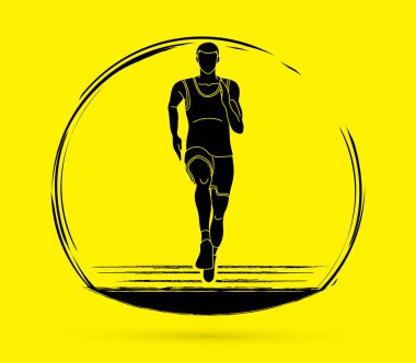 Atlet runner, önden görünüm grafik vektör çalıştıran