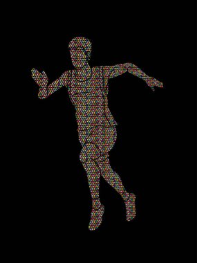 Atlet runner, çalışan bir adam atlet mozaik desen grafik vektör kullanılarak tasarlanmış
