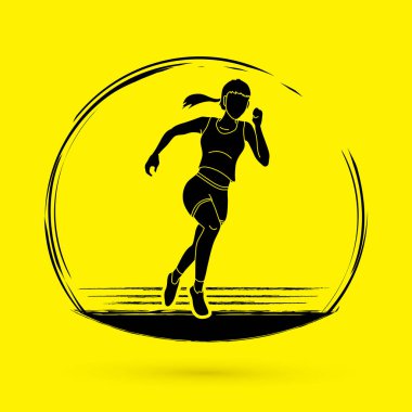 Atlet runner, grafik vektör çalışan bir kadın atlet