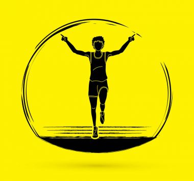 Kazanan, atlet runner, grafik vektör koşma