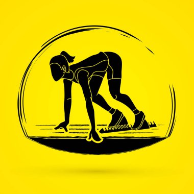 Atlet runner, grafik vektör koşma