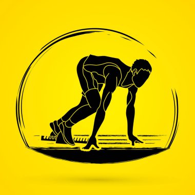 Çalıştırmak için hazır, atlet runner grafik vektör şekil
