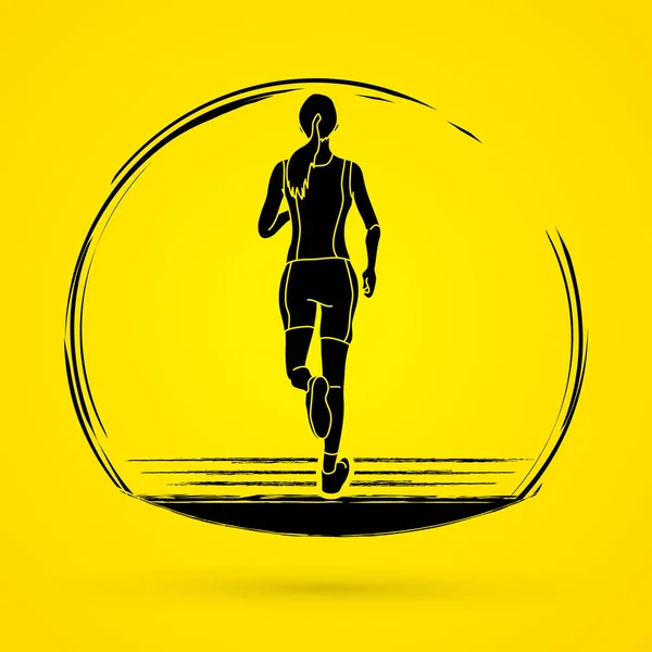 Atlet Runner Koşarak Geri Görünümü Grafik Vektör — Stok Vektör