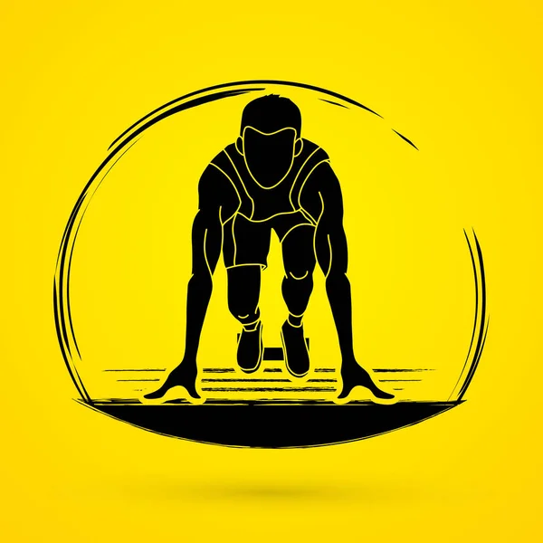 Çalıştırmak için hazır, atlet runner grafik vektör şekil