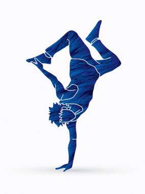 Street Dance, Dancer action designed using grunge brush graphic vector clipart