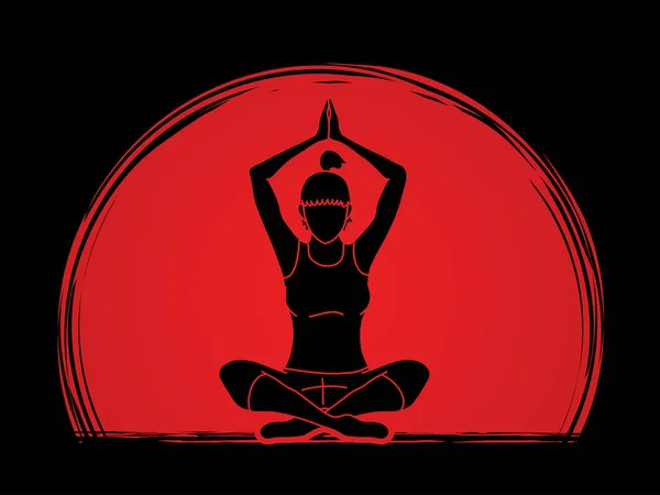 Pratik Yoga Yoga Eylem Güneş Işığı Arka Plan Grafik Vektör — Stok Vektör