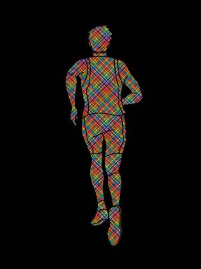 Renkli piksel grafik vektör Runner koşucu, atletik çalıştıran tasarlanmış