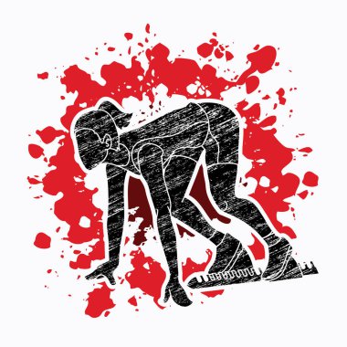 Çalışan, başlangıç Athletic sıçramak renk grafik vektör tasarlanmış çalışan hazırlamak