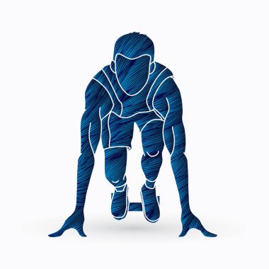 Grunge fırça grafik vektör kullanılarak tasarlanmış çalışan çalışan, başlangıç Athletic hazırlamak