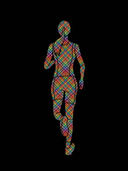 Бегун Бегун Атлетик Бег Разработан Красочные Пикселей Графический Вектор — стоковый вектор