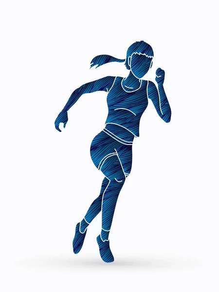 Athletic Futás Tervezett Segítségével Grunge Kefe Grafikus Vektoros Runner Jogger — Stock Vector