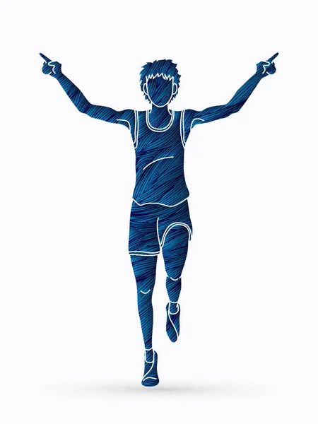 Futó Jogger Athletic Futás Győztes Grafikus Vektor — Stock Vector