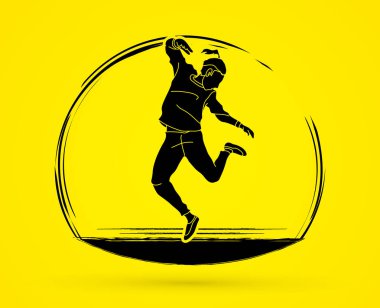 Aksiyon, dansçı eğitim grafik vektör dans.