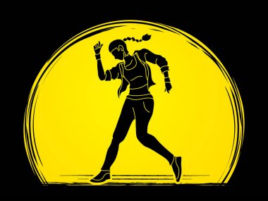 Eylem dans, dansçı Mehtap arka plan grafiği üzerinde tasarlanmış eğitim vektör.