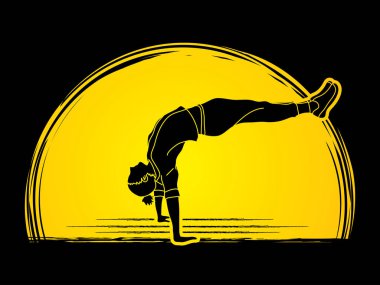 Eylem dans, dansçı Mehtap arka plan grafiği üzerinde tasarlanmış eğitim vektör.