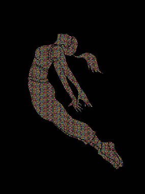 Eylem dans, dansçı eğitim mozaik desen grafik vektör kullanılarak tasarlanmış.