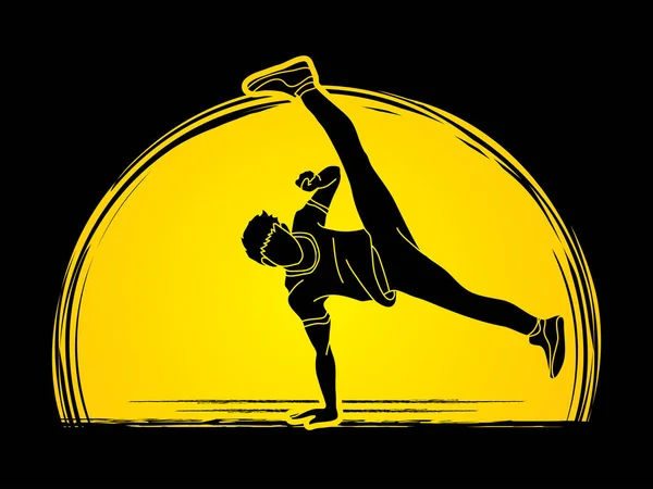 Танцевальная Акция Тренировка Танцоров Разработанная Фоновом Графическом Векторе Лунного Света — стоковый вектор
