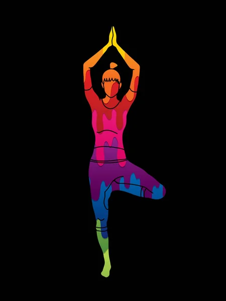 Une Femme Pratiquant Yoga Pose Yoga Conçu Utilisant Vecteur Graphique — Image vectorielle