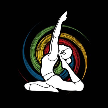 Yoga sınıfı, spin tekerlek arka plan grafik vektör tasarlanmış bir kadın pratik yoga.