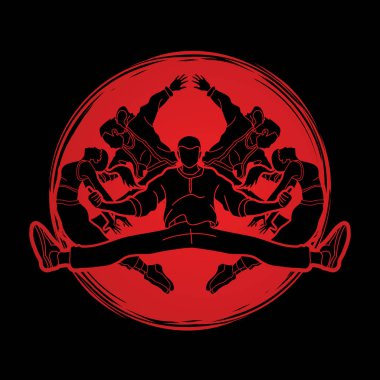 Grup, dansçı uygulama, güneş ışığı arka plan grafik vektör tasarlanmış Street dans dans