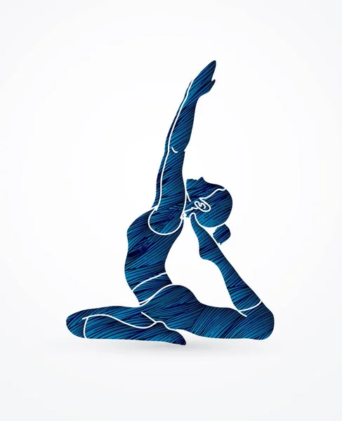 Cours Yoga Une Femme Pratique Yoga Conçu Aide Vecteur Graphique — Image vectorielle