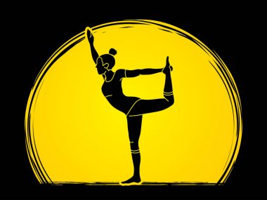 Ay ışığı arka plan grafik vektör tasarlanmış yoga pose.