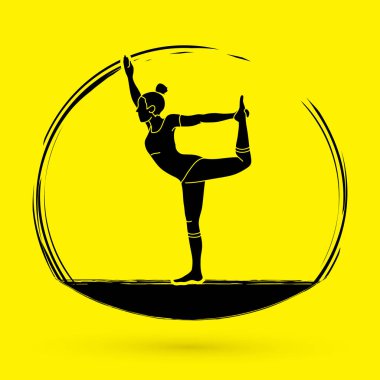 Yoga poz, kadın eğitim yoga grafik vektör.