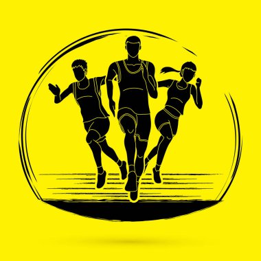 Başlangıç çalışan, maraton koşucusu grafik vektör