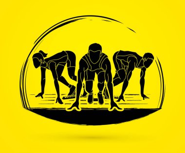 Başlangıç çalışan, maraton koşucusu grafik vektör