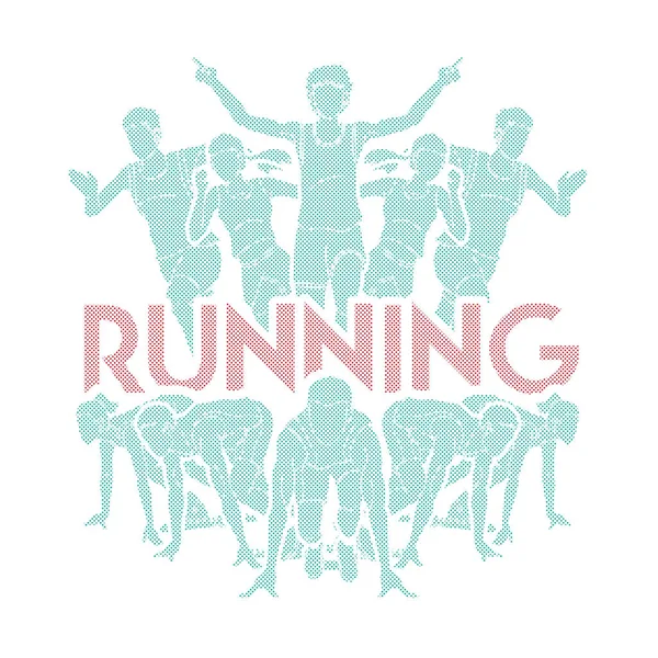 Menschen Laufen Läufer Marathonlauf Teamarbeit Laufen Gruppe Von Menschen Laufen — Stockvektor