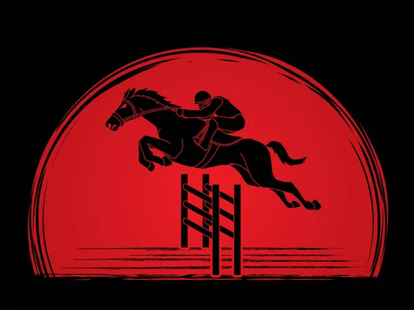 Rijpaard Race Horse Jockey Paardensport Ontworpen Zonlicht Achtergrond Grafische Vector — Stockvector