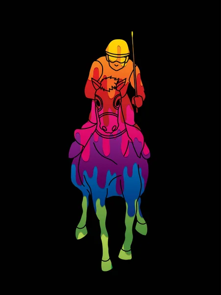 Cheval Équitation Cheval Course Jockey Équestre Conçu Utilisant Vecteur Graphique — Image vectorielle