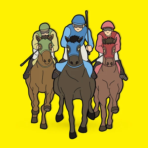 Paardrijden Paard Paard Van Race Jockey Paardensport Grafische Vector — Stockvector