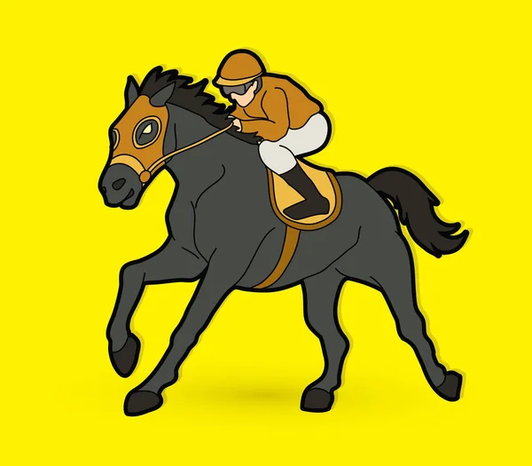 Equitação Cavalo Corrida Cavalo Jockey Vetor Gráfico Equestre — Vetor de Stock