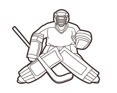Ice Hockey Goalie, sport player cartoon action graphic vector. clipart