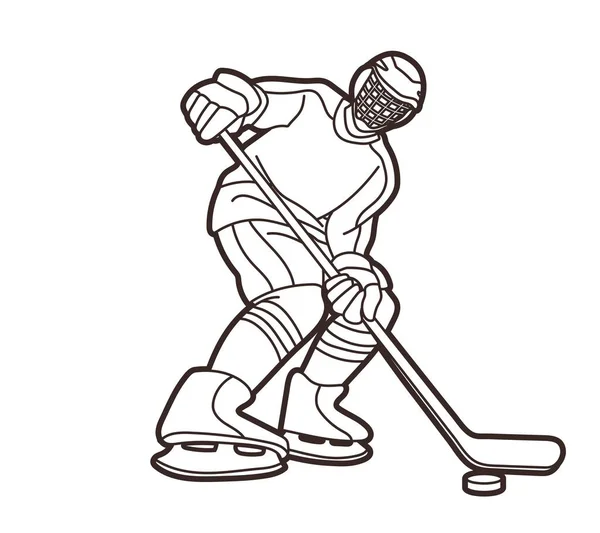 Hockey Sobre Hielo Deporte Jugador Dibujos Animados Vector Gráfico Acción — Vector de stock